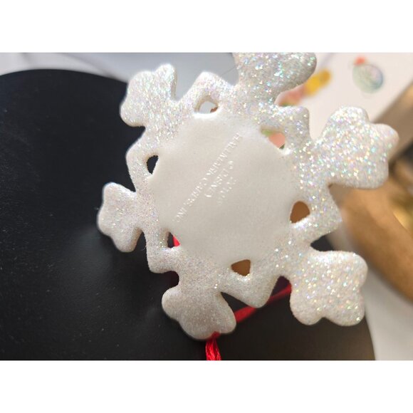 Disney Tinker Bell Christmas Ornament Sitting on Glitter Snowflake with Sparklin - Picture 8 of 9